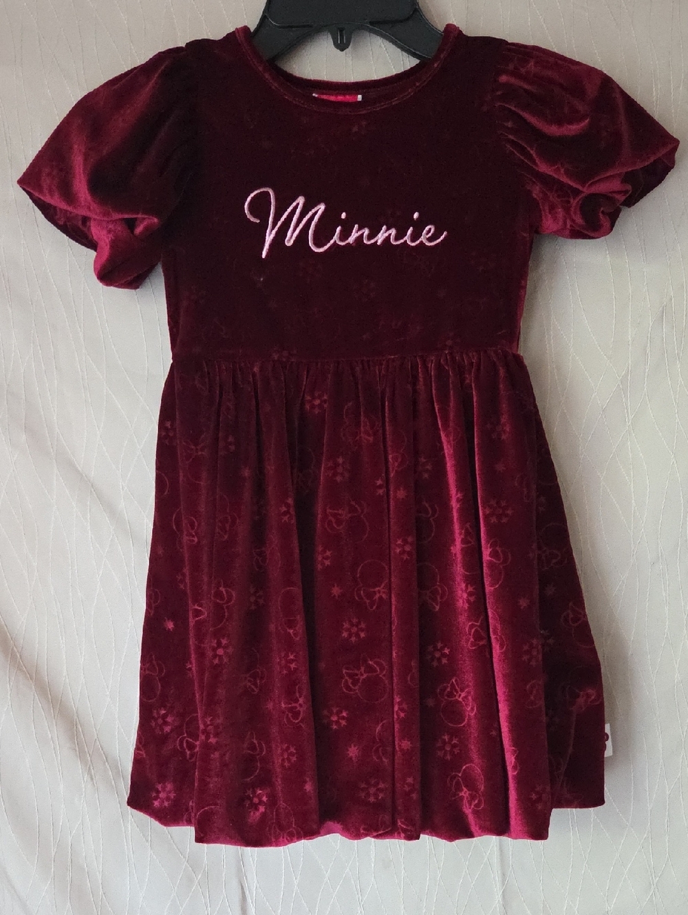 Disney Girls Burgundy Minnie Velvet Dress